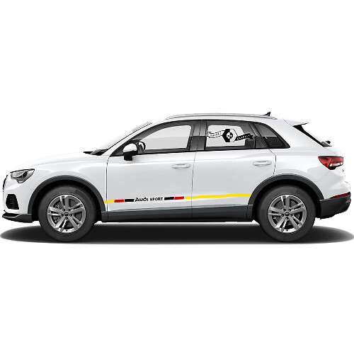 Pair Audi Q3 Stickers Door Side For Rocker Panel Germany Flag New 2021 Vinyl Decal Sticker