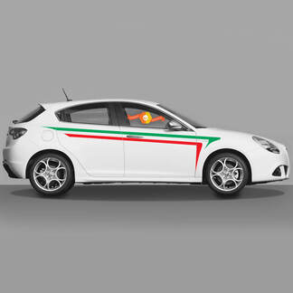  Pair Vinyl Decals Stickers  Alfa Romeo Giulietta Graphics Italy Flag Up on the Doors 2021