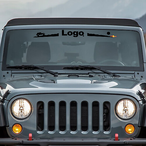 Mountain Style Logo Windshield Vinyl Decal for Jeep Wrangler Rubicon
