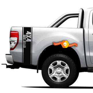 Pair Vinyl Decals Stickers Side bed bands 4x4 graphic for Ford Ranger Side Cutouts, Off Road 2021 