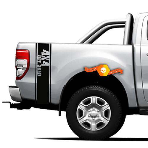 Side Bed Bands 4x4 Off Road Graphic Vinyl Stickers Decals Pair for Ford Ranger 2021