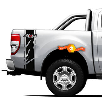 Pair Vinyl Decals Stickers Side bed bands 4x4 graphic for Ford Ranger Off Road, Claw Marks 2021 