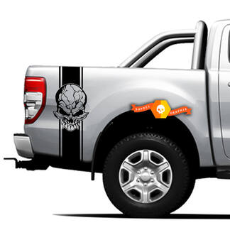 Pair Vinyl Decals Stickers Side 4x4 graphic for Ford Ranger Off Road, Zombie Skull 2021 