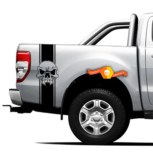 Side 4x4 Orc Skull Graphic Vinyl Stickers Decals Pair for Ford Ranger 2021