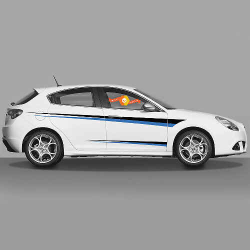Pair Vinyl Decals side Stickers Alfa Romeo black and blue coloring new 2022
