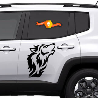 2x Vinyl Decals side Graphic Stickers Jeep Renegade wolf silhouette New 2022