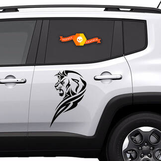 2x Vinyl Decals side Graphic Stickers Jeep Renegade lion drawing New 2022