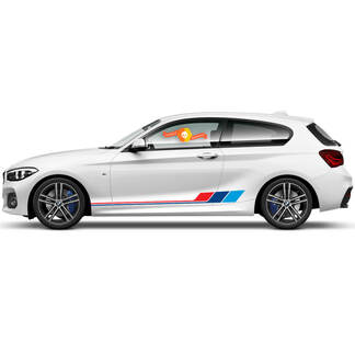 Pair Vinyl Decals Graphic Stickers side rocker panel for BMW 1 Series 2015 colorful stripes 