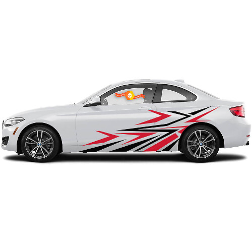 Pair Vinyl Decals Graphic Stickers side for BMW 1 Series 2015 Red black cracks