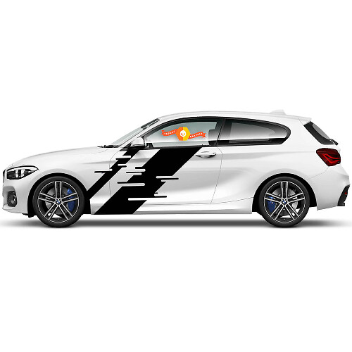 Pair Vinyl Decals Graphic Stickers side bmw 1 series 2015 Black Slotted strip