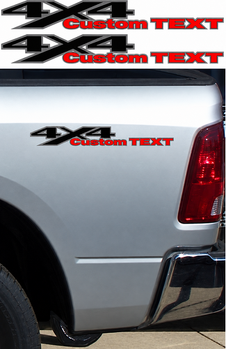 4x4 Custom Text Angled Truck Lettering Bedside Vinyl Decal Sticker for Dodge Ram 1500