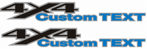 4x4 Custom Text Blue Block Lettering Bedside Vinyl Decal Sticker for Dodge Ram 1500
