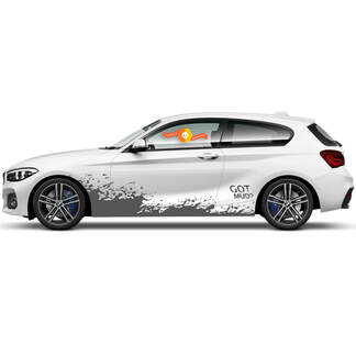 2 x Vinyl Decals Graphic Stickers side bmw 1 series 2015 drawing flying mud new