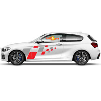 2 x Vinyl Decals Graphic Stickers side bmw 1 series 2015 door drawing new style checkered flag
