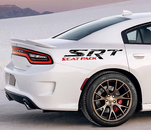 Distressed SRT Scat Pack Side Vinyl Decal for Dodge Charger or Challenger