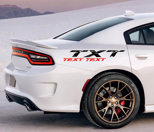 SRT Scat Pack Style TXT TEXT TEXT Black Red Distressed Pair Rear Fender Vinyl Decal Sticker for Dodge Charger