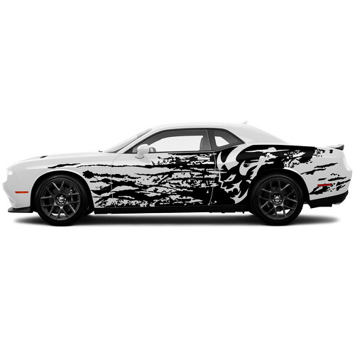 Demon Logo Grunge Style Side Vinyl Decal Sticker for Dodge Challenger