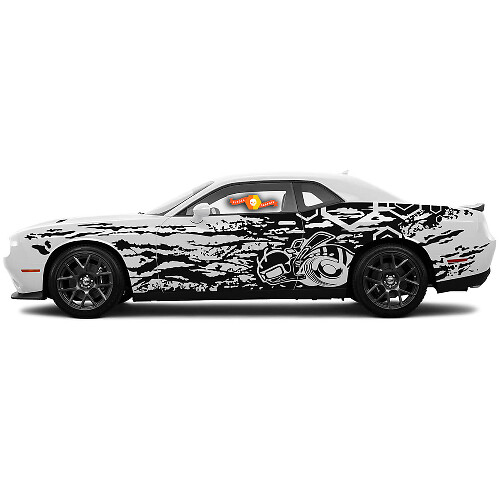 Pair Super Bee Grunge Hexagon Door Side Decals for Dodge Challenger or Charger