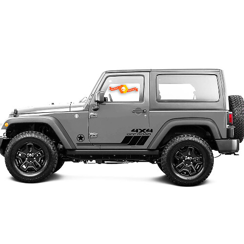 Two Colors 4x4 Off-road Rocker Panel Side Door 2 Vinyl Decal Sticker for Jeep Wrangler