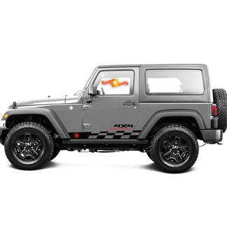 2 New JEEP Decal Sticker Two Colors Army Star Rocker Panel 4x4 off-road side door Checkered Flag  graphics Wrangler Door