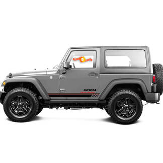 2 New JEEP Decal Sticker Two Colors Army Star Rocker Panel 4x4 off-road Red-line graphics decals Wrangler 