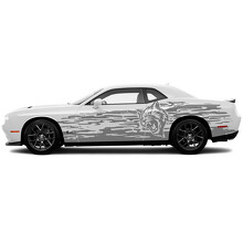 Hellcat Scratches Grunge Door Side Vinyl Decal Sticker for Dodge Challenger_2