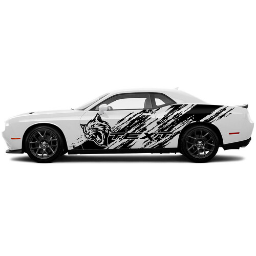 Hellcat Diagonal Grunge Door Side Vinyl Decal Sticker for Dodge Challenger