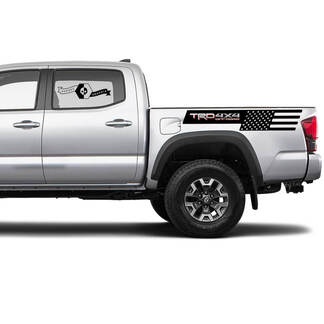 2 Tacoma 2 Colors Side Bed USA Flag TRD 4x4 Off-Road Vinyl Stickers Decal Kit for Toyota Tacoma