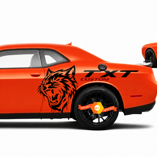 TXT CUSTOM Cat Drip Graphic Side Vinyl Decal Sticker for Dodge Challenger SRT, Hellcat
