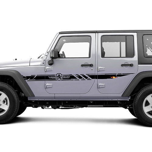 Disctessed Custom Army Star Side Stripes Vinyl Decal Set for Jeep Wrangler