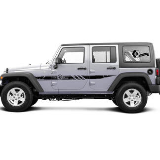 2 Side Jeep Wrangler Destroyed Military Army Star 4x4 Off Road Doors Side Vinyl Decals Graphics Sticker Stily 3