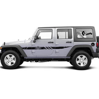 2 Side Jeep Wrangler Destroyed Military Army Star Off Road Doors Side Vinyl Decals Graphics Sticker Stily