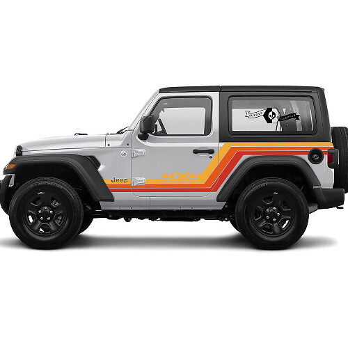Rubicon Retro Vintage 4x4 Off-Road 2 Doors Racing Stripe Kit Long Off Road Graphic for Jeep Rubicon