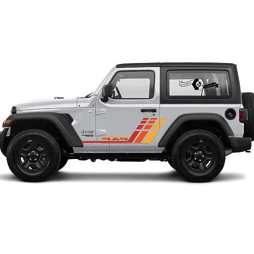 Retro 4x4 Side Stripe Vinyl Decal Kit for Jeep Wrangler 2-Door