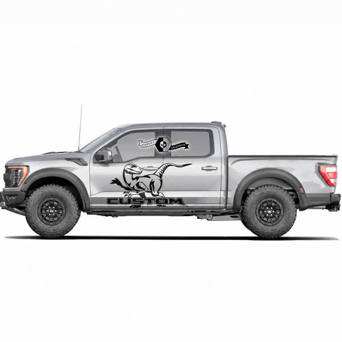 CUSTOM Running Dinosaur Pair Door Vinyl Decal Sticker for Ford F-150 2022