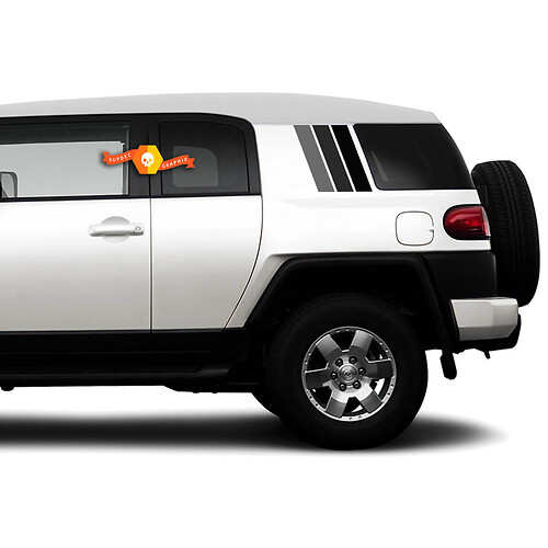 Pair of Three Colors Old School Toyota FJ Cruiser Stripes Side Vinyl Decals Stickers for Toyota FJ Cruiser -- Three Exterior Colors - Monochrome