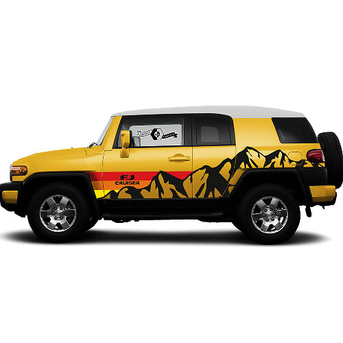Mountains & Vintage Stripes Side Vinyl Decal Sticker for Toyota FJ Cruiser
