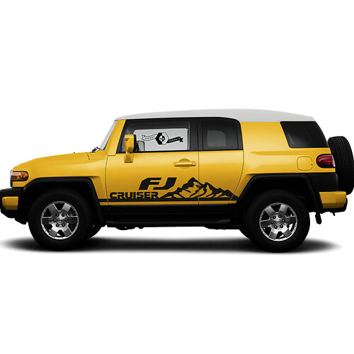 FJ Logo Mountains Door Side Vinyl Decal Sticker for Toyota FJ Cruiser