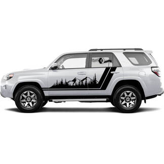 2x Mountains 4Runner Side Doors Mountain Vinyl Mountains Forest Decals stripe Stickers for Toyota 4Runner TRD 