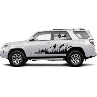 2x 4Runner Side Doors Vinyl Mountains Forest Decals WRAP Stickers for Toyota 4Runner TRD 