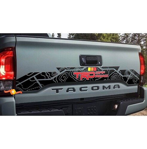 TRD 4x4 PRO Sport Off Road Topographic Map Vintage Tailgate Vinyl Stickers Decal fit to Toyota Tacoma 16-24