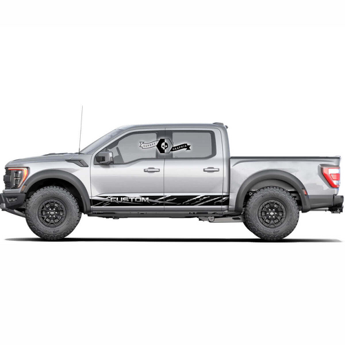 CUSTOM Distressed Side and Rocker Stripes Vinyl Decal Pair for Ford F-150 Raptor