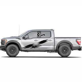 Pair Ford F150 Raptor 2020-2022 Distressed Doors logo side graphics decal sticker