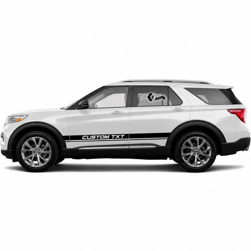 CUSTOM TXT Double Line Stripe Pair Rocker Panel Vinyl Decal Sticker for Ford Explorer 2021