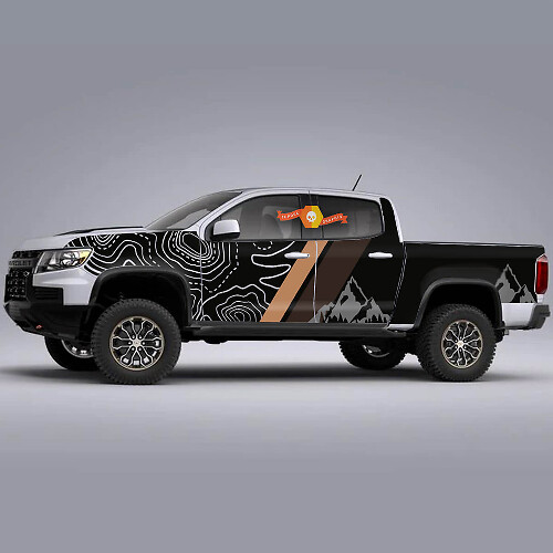 Topographic Mountain Side Vinyl Decal Kit for Chevy Colorado ZR2