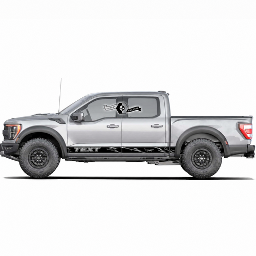 Custom Text Side Rocker Panel Vinyl Stickers Decals Set Of 2 for Musclecar truck power truck