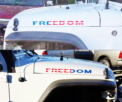 USA Flag Syle Freedom Hood Vinyl Decals Set for Jeep Wrangler 
