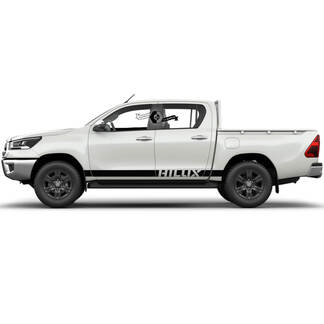 Pair Toyota Hilux Modern Rally Solid Stripe Side Rocker Panel Vinyl Stickers Decal Graphic