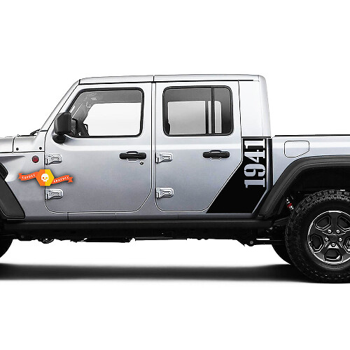 Side 1941 World War Factory Style B Body Vinyl Graphic Stripes Kit for Jeep Gladiator