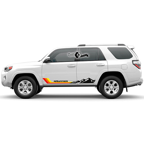 Pair 4Runner 2023 Side Door Old School Sunset Vinyl Mountains Decals stripe Stickers for Toyota 4Runner TRD 